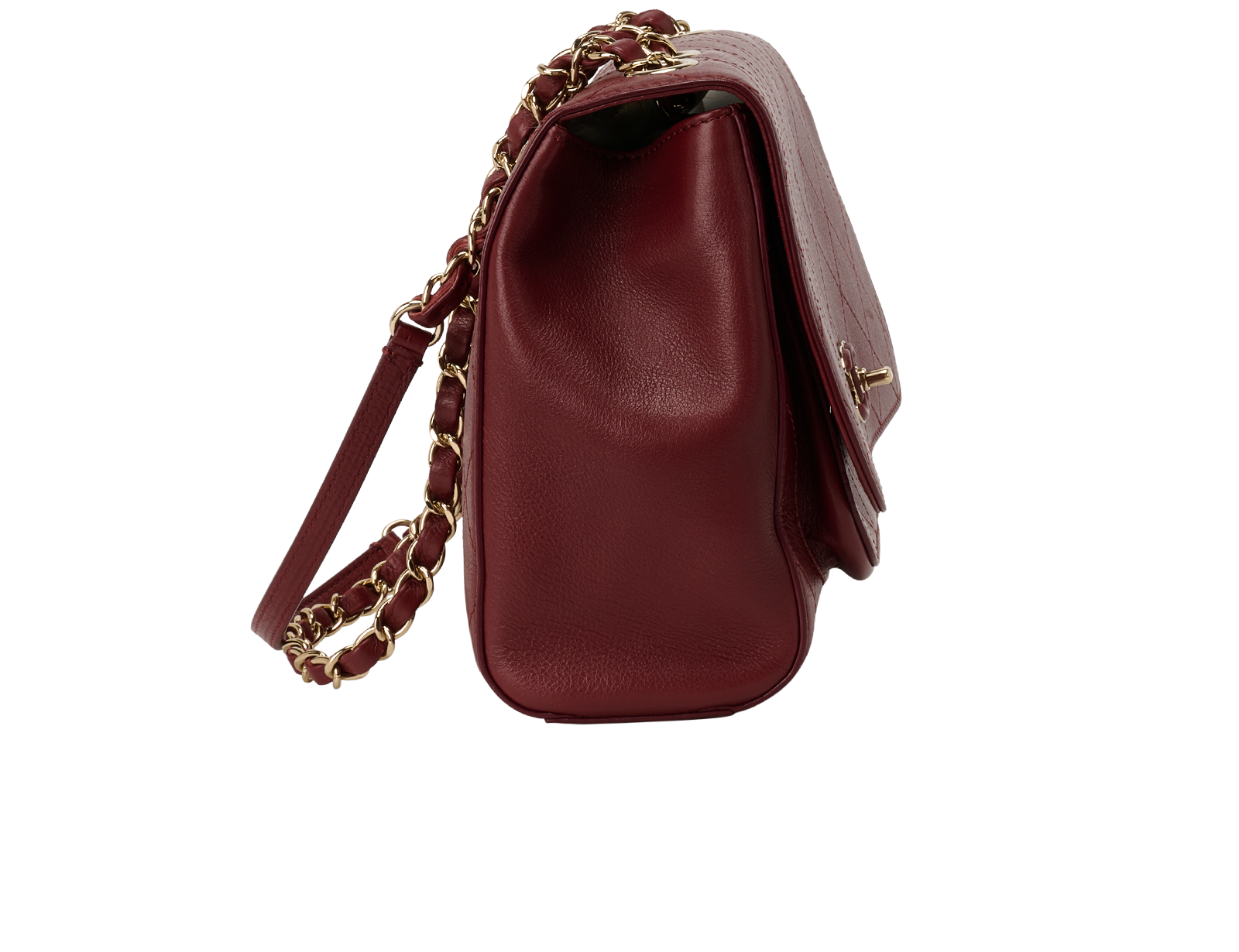 Pocket Flap, &pound;2,900, Handbags, Burgundy, Leather, Side view